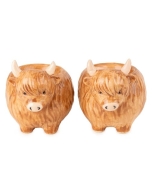 Candlelight Set Of 2 Egg Cups - Highland Cow