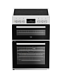 Beko EDC6731W 60cm Double Oven Electric Cooker with Vitroceramic Hob - White