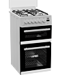 Beko EDG507W 50Cm Twin Cavity Gas Cooker with Gas Hob and Glass Lid - White