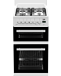 Beko EDG507W 50Cm Twin Cavity Gas Cooker with Gas Hob and Glass Lid - White