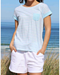 Lazy Jacks Roll Sleeve Top Spearmint Stripe