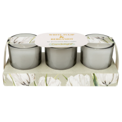 Set of 3 Votive Candles - White Tulip & Bergamot