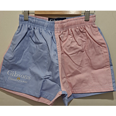 Gibsons Childrens Harlequin Shorts Baby Pink/Blue