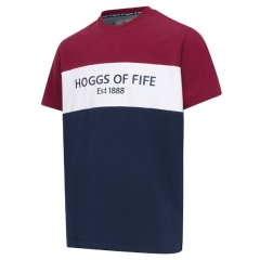 Hoggs Dalbeattie Colour Block T-Shirt - Burgundy/White/Navy