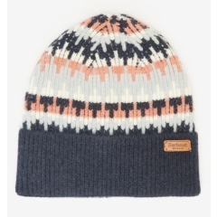Barbour Craster Beanie Hat - Navy/Pink
