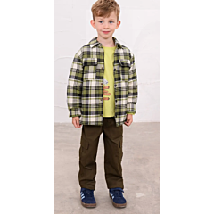 Lighthouse Hugo Overshirt Soft Lime Cream Check 