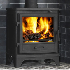 Penman Bassington Eco Multi Fuel Stove 5kW - Black with Skirted Legs (standard shape legs also available)