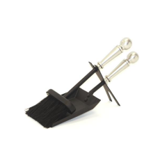 The Brass World BS-007 12" Brush + Shovel Set -  Black + Brush Steel