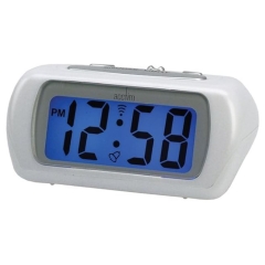 Acctim 12342 Auric Alarm Clock with Blue Backlight - White
