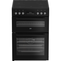 Beko EDC6731K 60cm Double Oven Electric Cooker with Vitroceramic Hob - Black