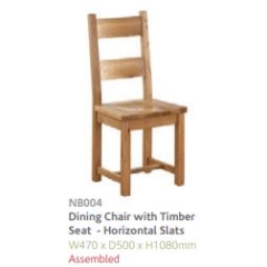 Besp Oak NB004 Horizontal Slats Dining Chair with Timber Seat