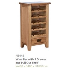 Besp Oak NB045 Wine Unit with 5 Shelves + 1 Drawer