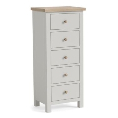 Besp Oak ROS002 5 Drawer Tall Chest - Stone Grey