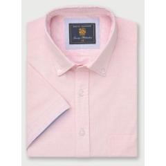 Brook Taverner Textured Cotton Short Sleeve Shirt Rose