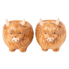 Candlelight Set Of 2 Egg Cups - Highland Cow