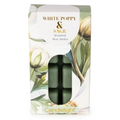 Candlelight Wax Melts White Poppy + Sage 8 Pack