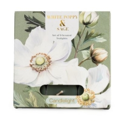 Candlelight Tealights White Poppy + Sage 9 Pack