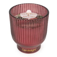 Candlelight Glass Footed Candle - Wild Strawberry + Rhubarb 