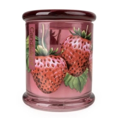 Candlelight Glass Lidded Jar -Strawberry + Rhubarb