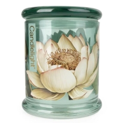 Candlelight Glass Lidded Jar - Lotus + Wild Lily