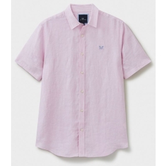 Crew short Sleeve Linen Shirt - Heritage Pink White