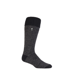 Heat Holders Mens Stripe Boot Sock Black