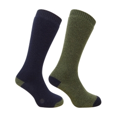 Hoggs Country Long Sock Twin Pack Green/Navy