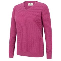 Hoggs Lauder Ladies Cable Pullover - Cerise 