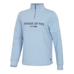 Hoggs Dumfries 1888 Ladies 1/4 Zip Jumper - Plain Blue