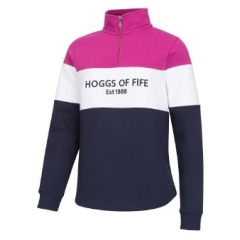 Hoggs Dumfries 1888 Ladies 1/4 Zip - Berry/White/Navy 