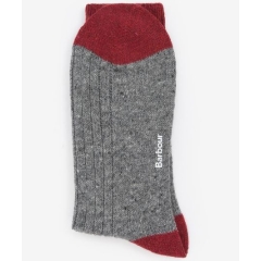 Barbour Houghton Socks - Mid Grey/Red 