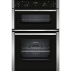 Neff U1ACE2HN0B 59.4cm Built In Electric CircoTherm Double Oven - BLACK/STEEL