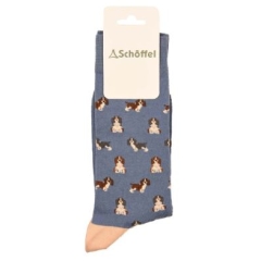 Schoffel Mens Single Cotton Sock - Blue Spaniel 