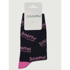 Schoffel Ladies Single Cotton Sock - Pink Countrywear Logo 