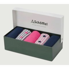 Schoffel Ladies Bamboo Sock Box Of 5 - Navy/Pink Mix 