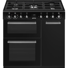 Smeg CX93GMBL Concert Duel Fuel Range Cooker - Black - 90cm