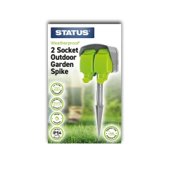 Status 2 Way 15 Metre 13 Amp IP54 Outdoor Weatherproof Garden Spike Socket