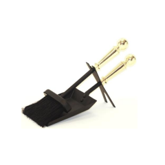 The Brass World BS-005 12" Brush + Shovel Set  -  Black + Brass 