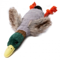 17" Duck Multi Fur/ Rope Squeaker Toy 