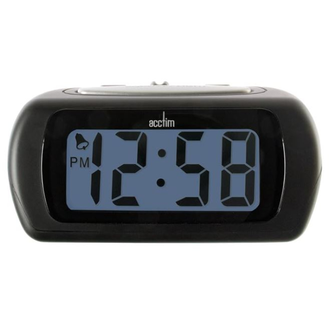 Acctim 12343 Auric Alarm Clock with Blue Backlight - Black