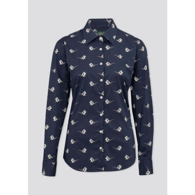 Alan Paine Lawen Pheasant Print Shirt Navy