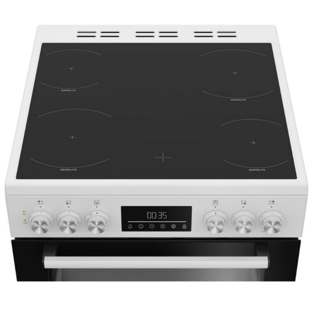 Beko EDC6731W 60cm Double Oven Electric Cooker with Vitro-Ceramic Hob - White