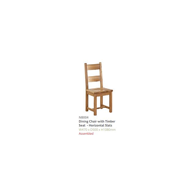 Besp Oak NB004 Vancouver® Horizontal Slats Dining Chair with Timber Seat