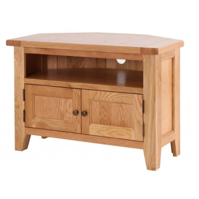 Besp Oak NB037 Vancouver® 90 Degree Corner TV Unit with 2 Doors and 2 Shelves