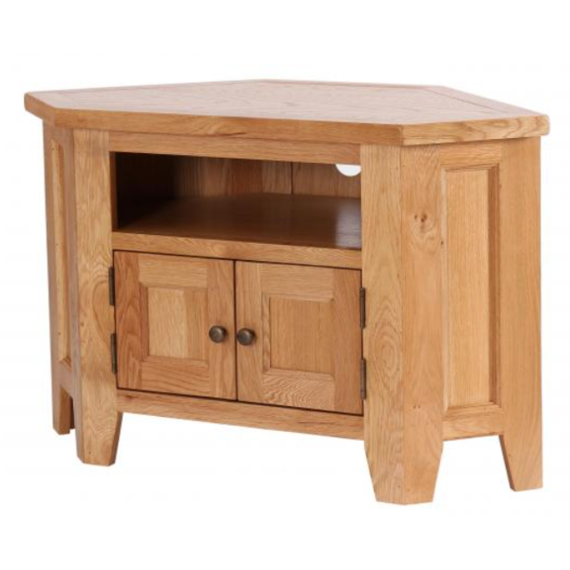 Besp Oak NB037A Vancouver® 90 Degree Corner TV Unit with 2 Door and 2 Shelves