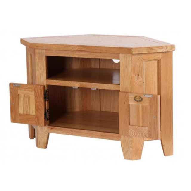 Besp Oak NB037A Vancouver® 90 Degree Corner TV Unit with 2 Door and 2 Shelves