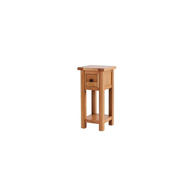 Besp Oak SAL022-V Tall Side Table with 1 Drawer & Shelf