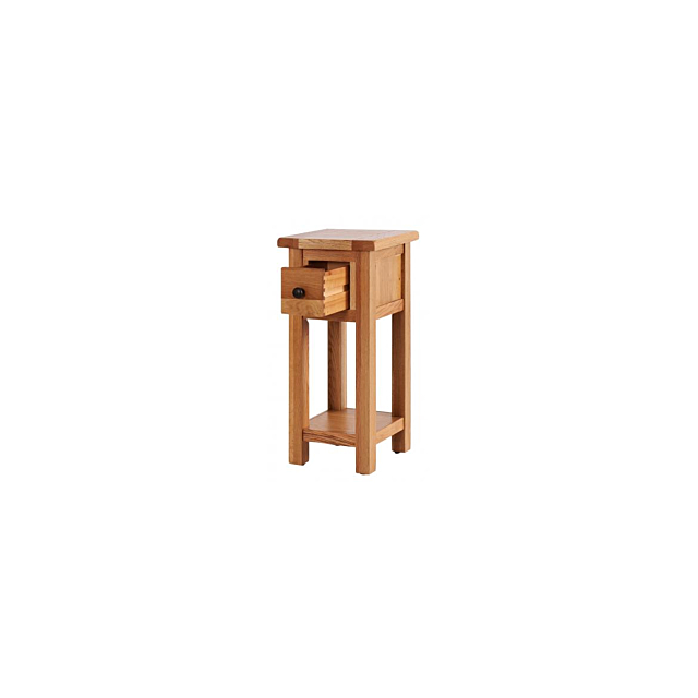 Besp Oak SAL022-V Tall Side Table with 1 Drawer & Shelf