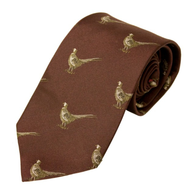 Bisley Pheasant Silk Tie - Burgundy