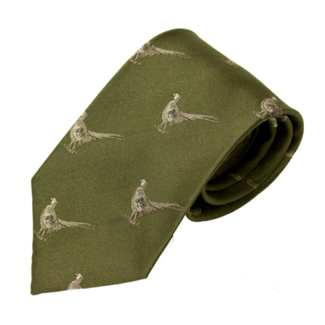 Bisley Pheasant Silk Tie - Green